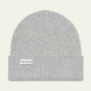 Men's ribbed merino beanie in light grey colour