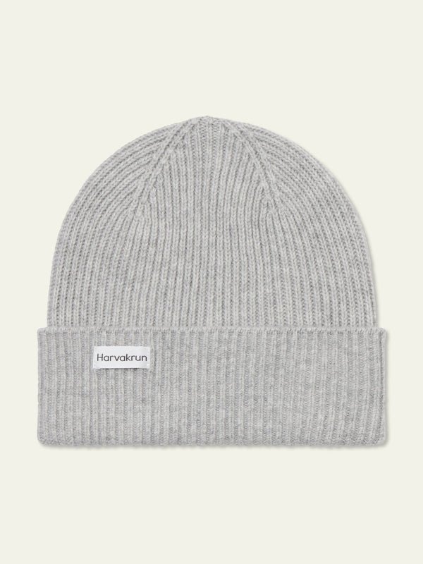 Men's ribbed merino beanie in light grey colour